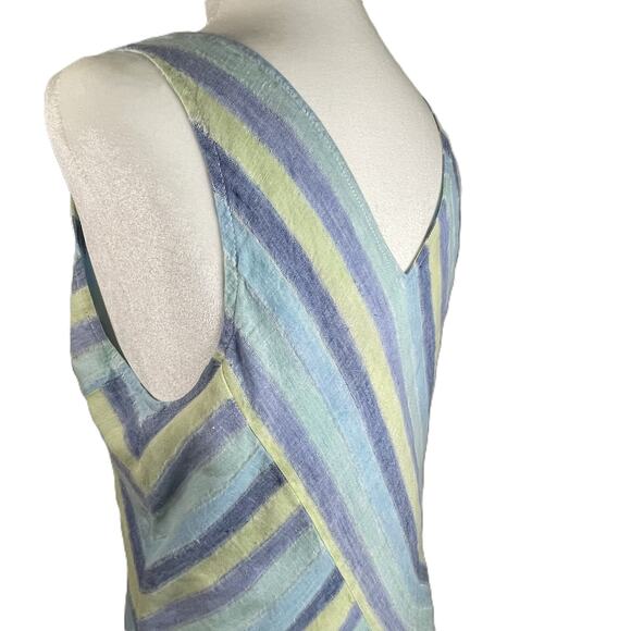 J Jill Love Linen Petite‎ M Striped Linen Maxi Dress Summer Coastal Casual Lined - Picture 9 of 14